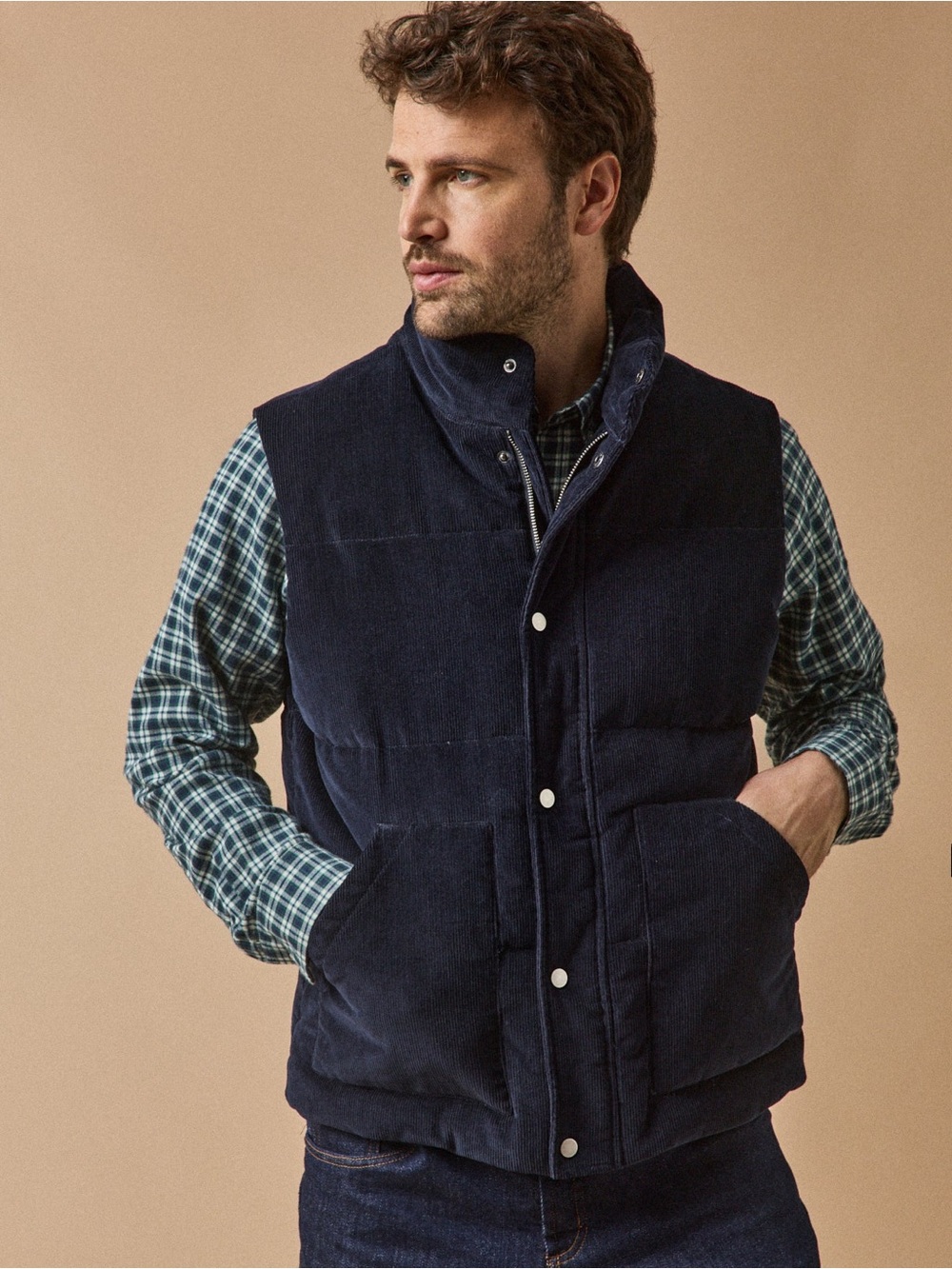Todd Snyder Blue Corduroy Down Puffer Vest